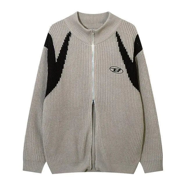 Retro Knitted Zipper Sweater